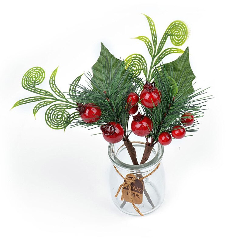 Red Artificial Stamen Berries Flower Branch For Valentine's Day DIY Box Craft Flower Wedding Christmas Decor Photo Props: 1