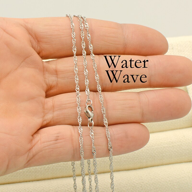 20 pcs - Water-wave Chain Necklace, Stainless Steel Waterwave Twist Chain Necklace 16 18 20 22 24 inch for Women Jewelry