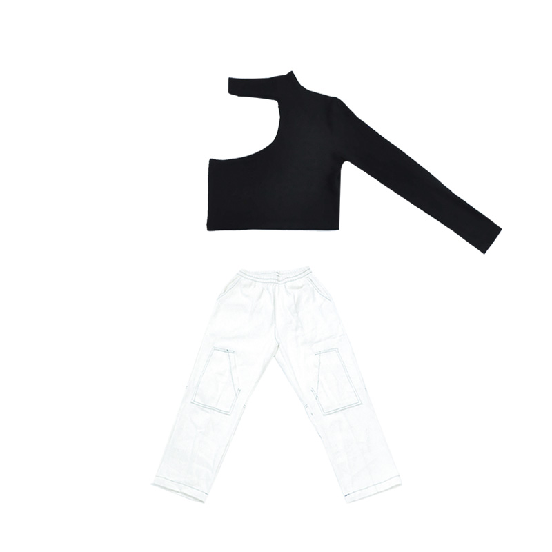 Børns street dance outfits jazz dans kostume piger hip hop tøj enkeltærmet sæt sceneshow dansetøj dqs 2976: 2 stk / 170cm