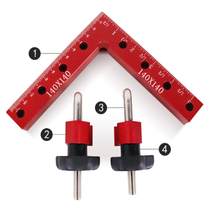 Woodworking Adjustable Corner Clamping Ruler Aluminium Alloy Right Angle Clamps L-Shaped Auxiliary Fixture Positioner Clips: typeB set