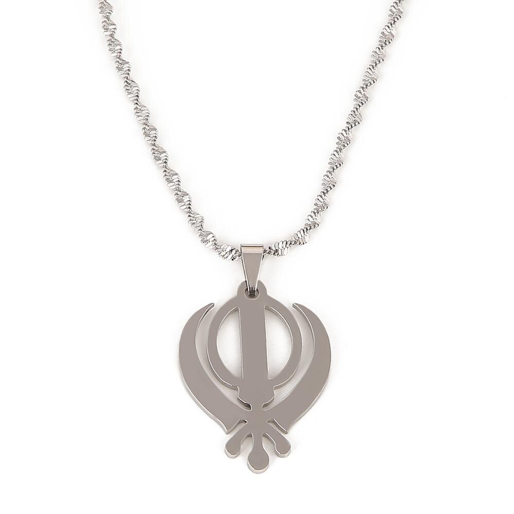 Rvs Trendy Sikhism Hanger Ketting Zilver Kleur Sikh Khanda Sikhs Sieraden