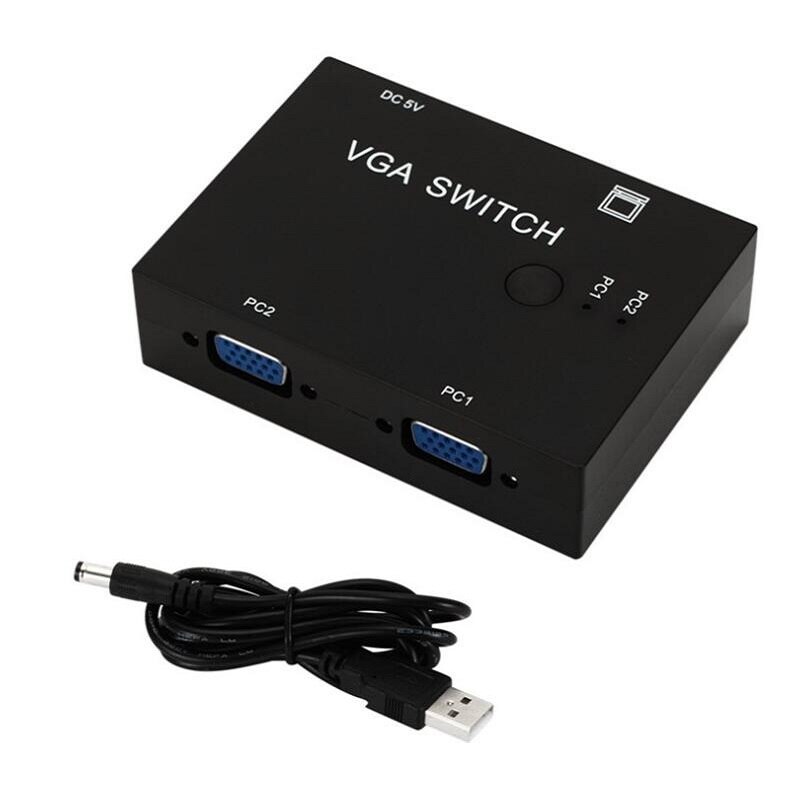 2 port vga switch box vga 2 in 1 out switcher for consoles set-top boxes notebooks projectors computers 2 hosts share 1 display
