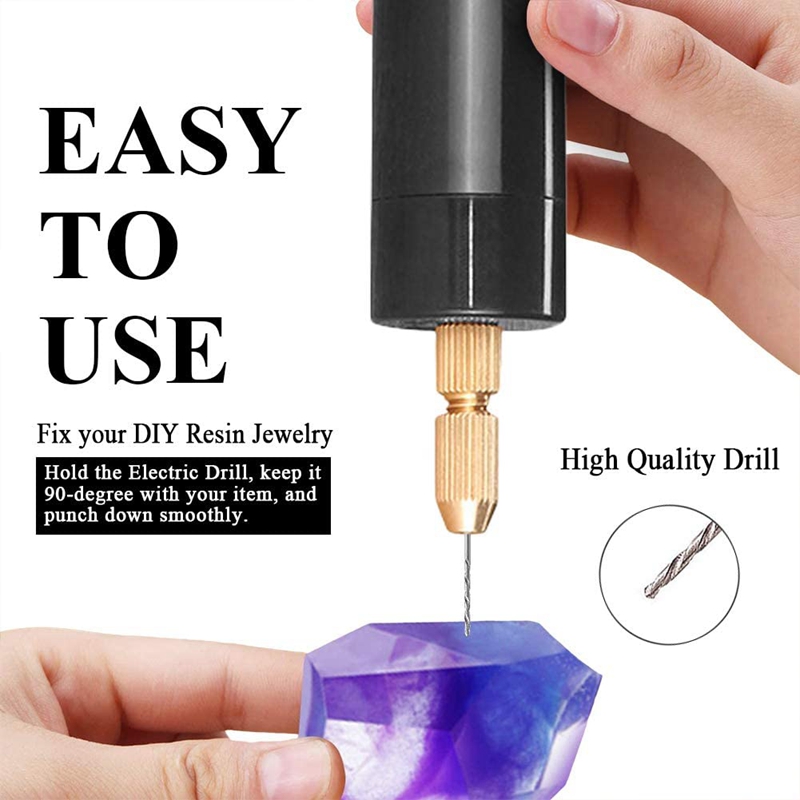 0.7-1.2Mm Micro-Electric Hand Drill Set for Resin,Electric Mini Drill for Jewelry Making Electrical Pin Vise Kit