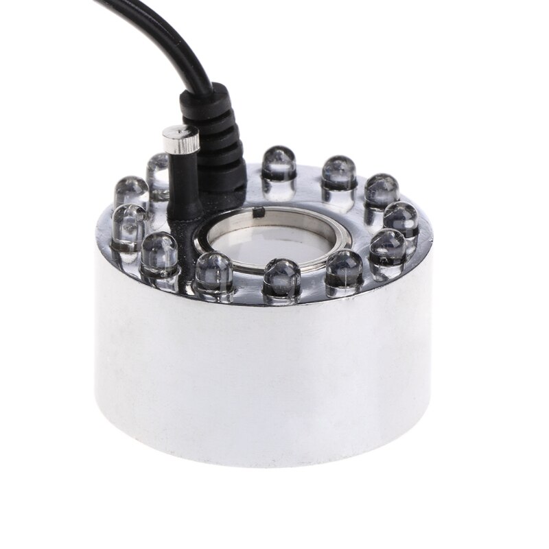 Nebulizador ultrasónico de luz colorida, fuente de agua, decoración de estanque, 12 LED,