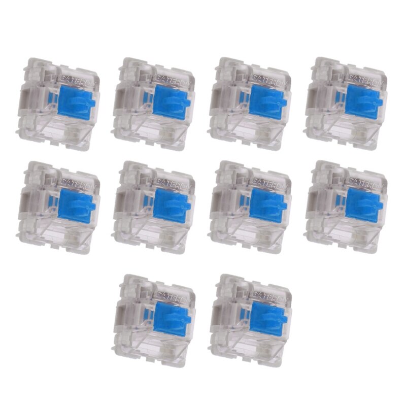 10Pcs/pack Gateron SMD Blue Switches Mechanical Keyboard 3pins Gateron MX Switches Transparent Case fit GK61 GK64 GH60: Blue