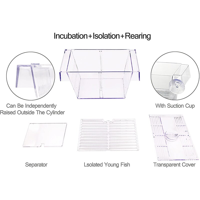 Transparent Acrylic ABS Isolation Fish Breeding Box With Suction Cups Aquarium Tank Clownfish Shrimp Hatchery Mini House