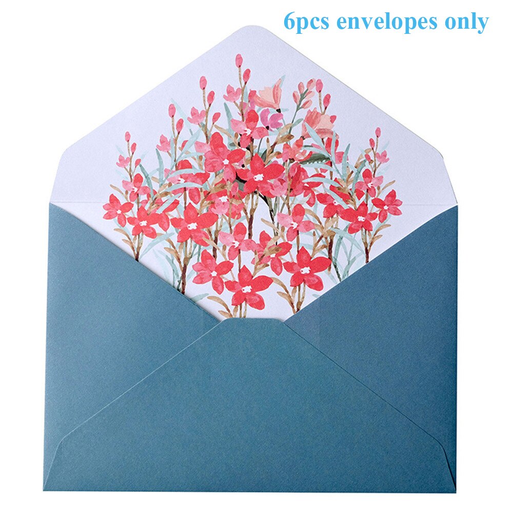 6pcs/set Printed Flower Envelope Letter Paper Kawaii Stationery Wedding Greeting Card Invitation Bag Office School Supplies: E-6pcs envelopes