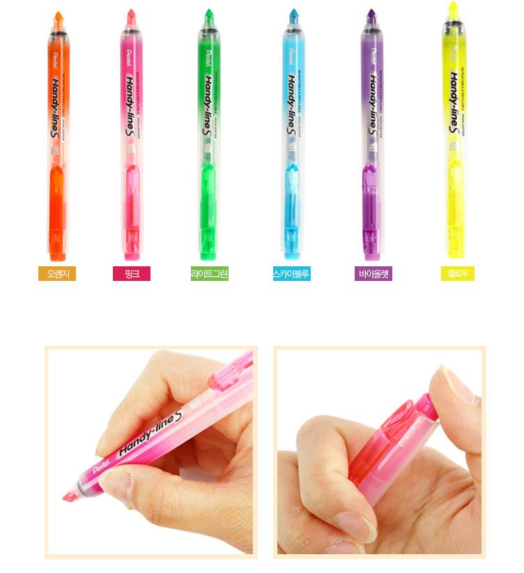 Pentel Handy Line S Highligter Marker Retractable Refillable Blue/Violet/Orange/Yellow/Pink/Green SXS15