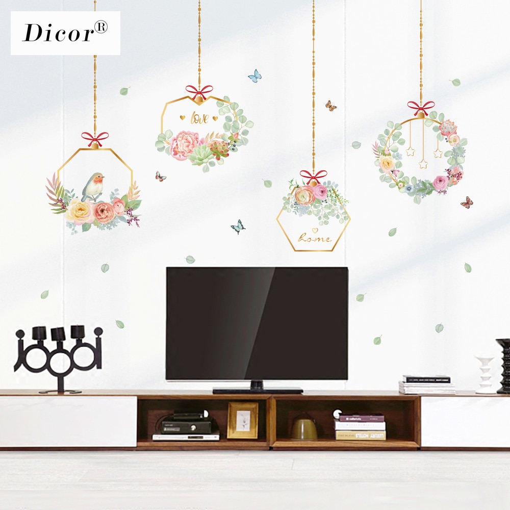Modern Wall Sticker Flower Living Room Wall Art Stickers Bedroom Home Decor Self Adhesive Mural Removable Korean Style