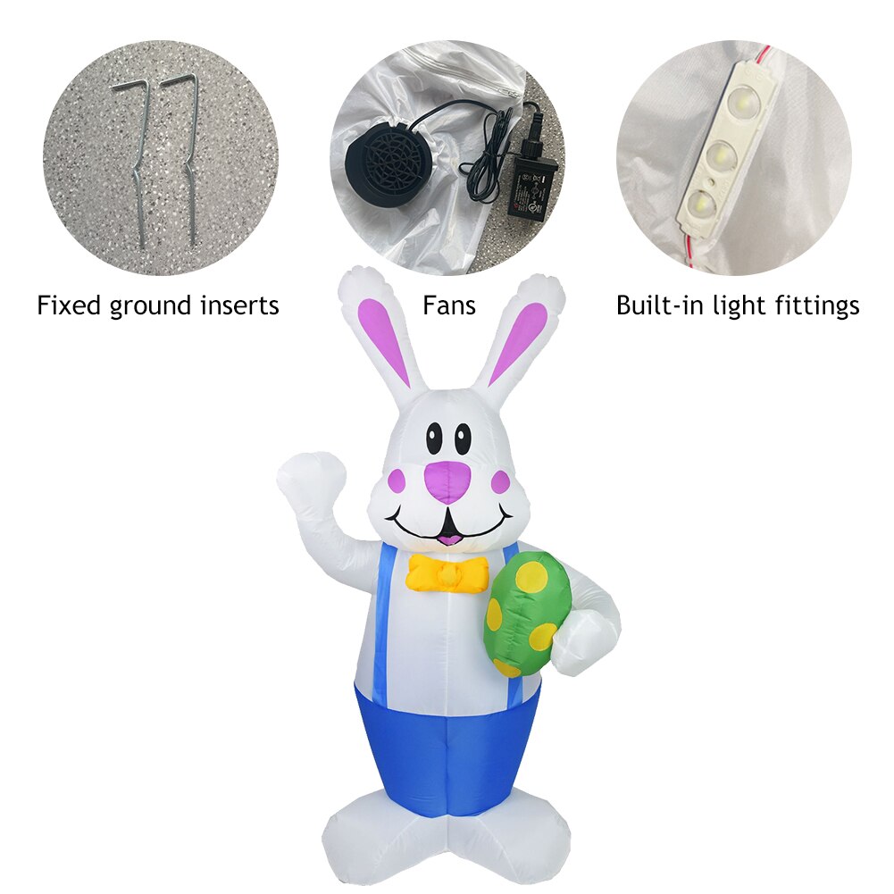 Inflatable Easter Swing Rabbit Toys with Build-in LED Luminous Bunny Decor 2022 for Home Outdoor Party Prop US/UK/AU/US Plug