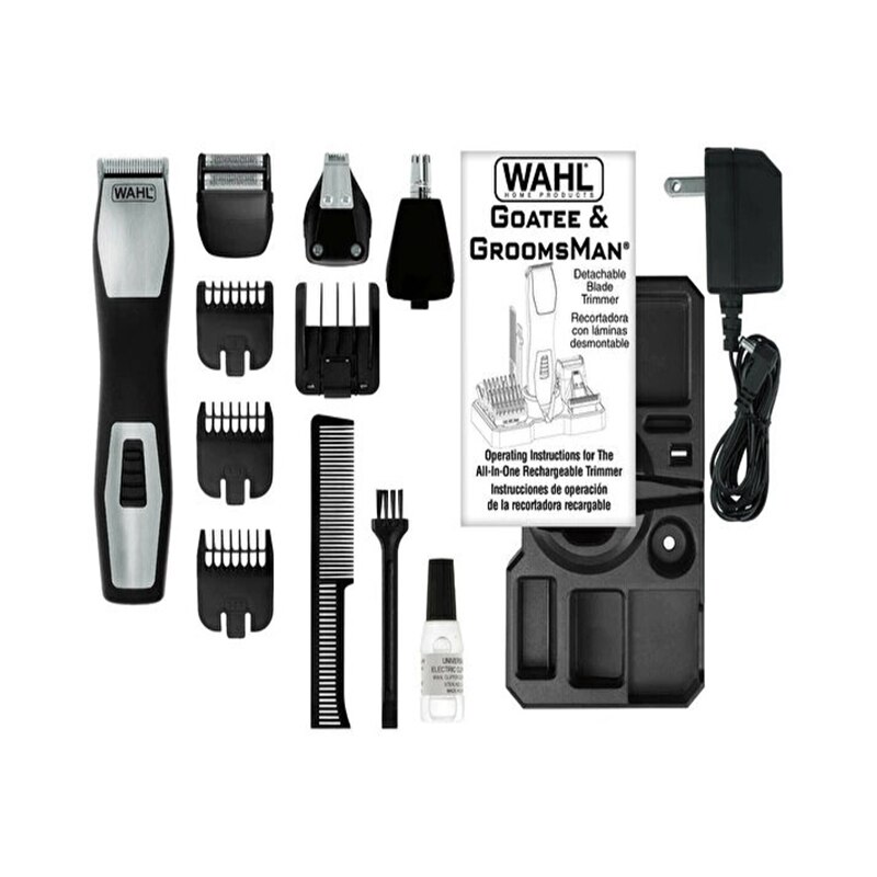 Wahl 9855-1216 Groomsman pro rasoio elettrico per uomo barba naso tagliacapelli tagliacapelli ricaricabile 60 Min uso nero: Spina di ue