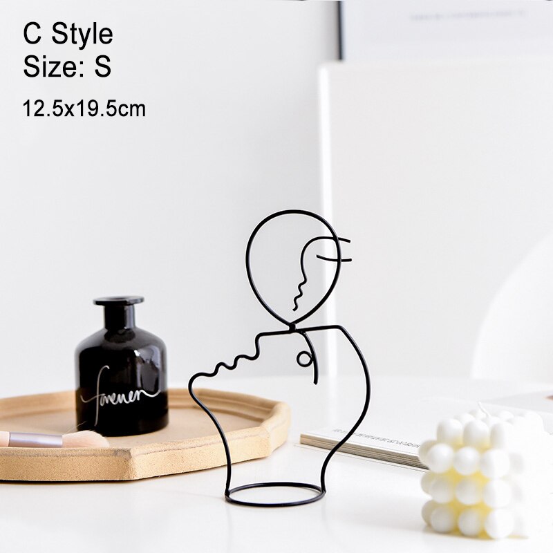 nordisch Schmiedeeisen Ornamente Abstrakte Charakter Skulptur Gesicht Kunst Schmuck Gestell retro Metall Handwerk Linien für Heimat Zimmer Dekor: C-Größe S