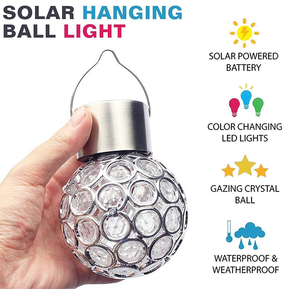 LED Solar Power Glass Ball Crystal Hanging Color C... – Grandado