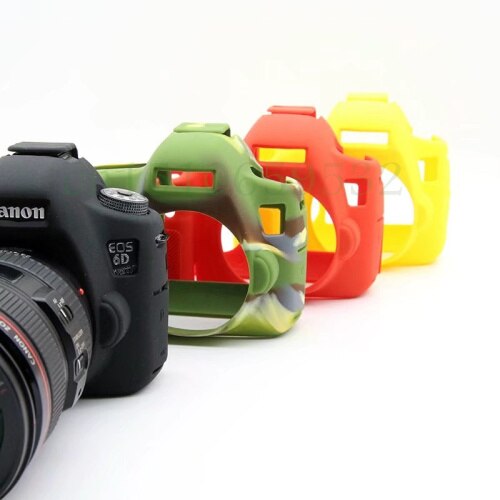 Funda de silicona de goma para cámara CanON 6D, bolsa de goma para cámara 6D, negra, roja, amarilla, Camuflaje