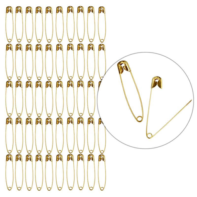 Alfileres de seguridad de , Clip de papel, herramientas de costura DIY, agujas de Metal dorado y plateado, broche de seguridad grande, accesorios, 50 Uds.: 50pcs-12x55mm-gold