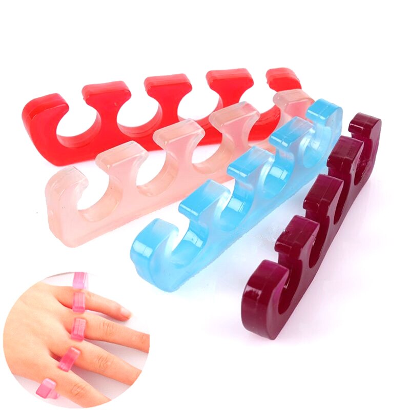2 Stuks Silicone Soft Foam Toe Separator Finger Spacer Manicure Pedicure Nail Art Gereedschap Willekeurige Kleur
