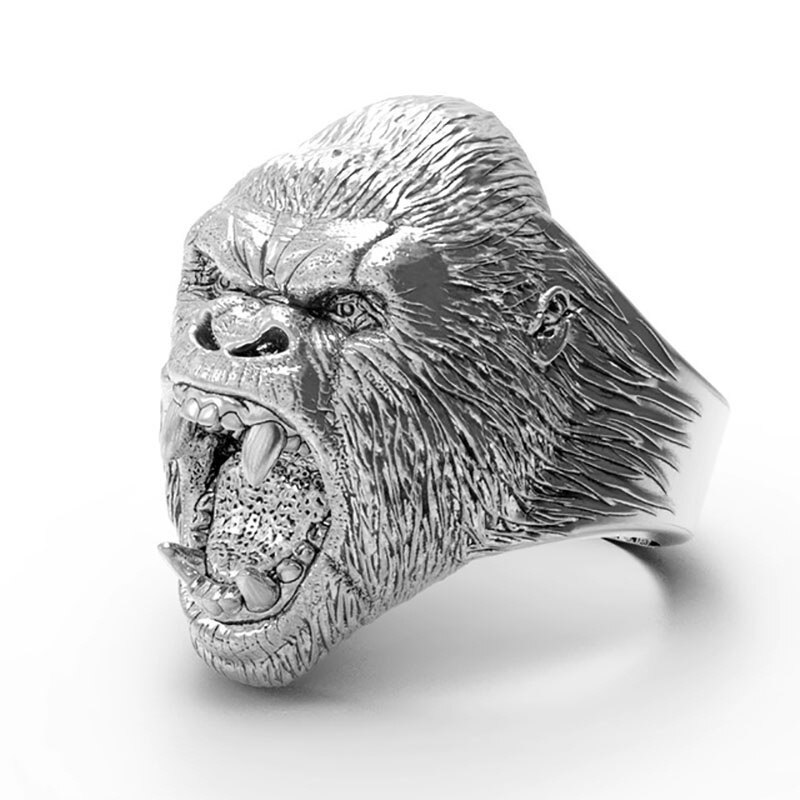 Gorilla Skull Alloy Ring for Men Retro Exaggerated Personality Men's Rings Jewelry Accessories