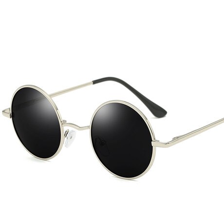 Jaxin retro runde solbriller mænd personlighed smukke sorte polariserede solbriller mr brand classic mirror  uv400: Sort aske