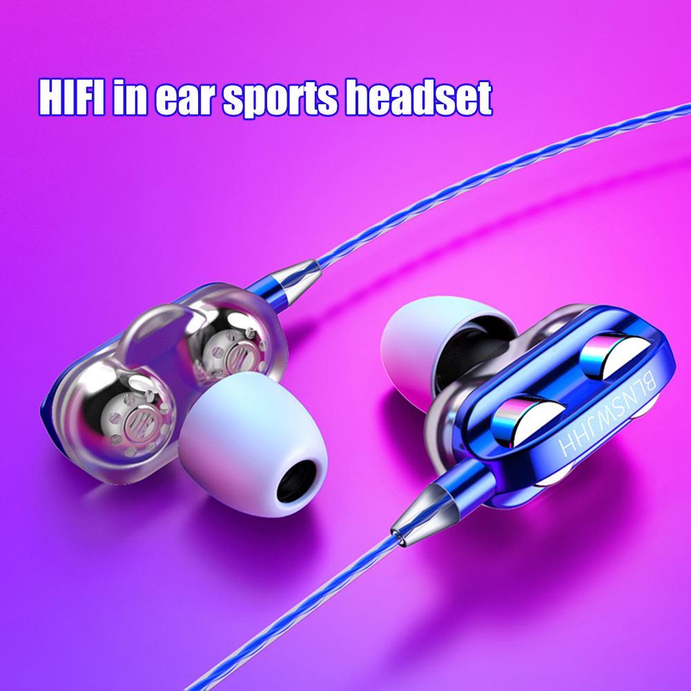 Dual Drive Stereo Wired Earphone Universal In-Ear Heavy Bass Stereo Wired Earphones Sports Gaming Headsets with Mic For Phone