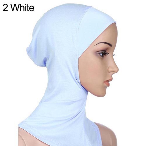Bonnet hijab musulman doux et intégral, sous-foulard islamique, bonnet, châle, foulard islamique, bandeau intérieur: Blanc