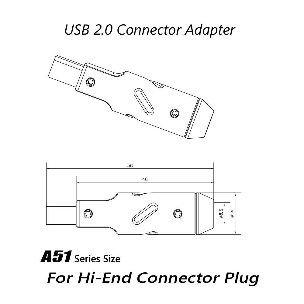 Monoaudio  a51/b51 24k gold-plated usb 2.0- connector diy usb a to usb b connector hi-fi usb cable usb housing