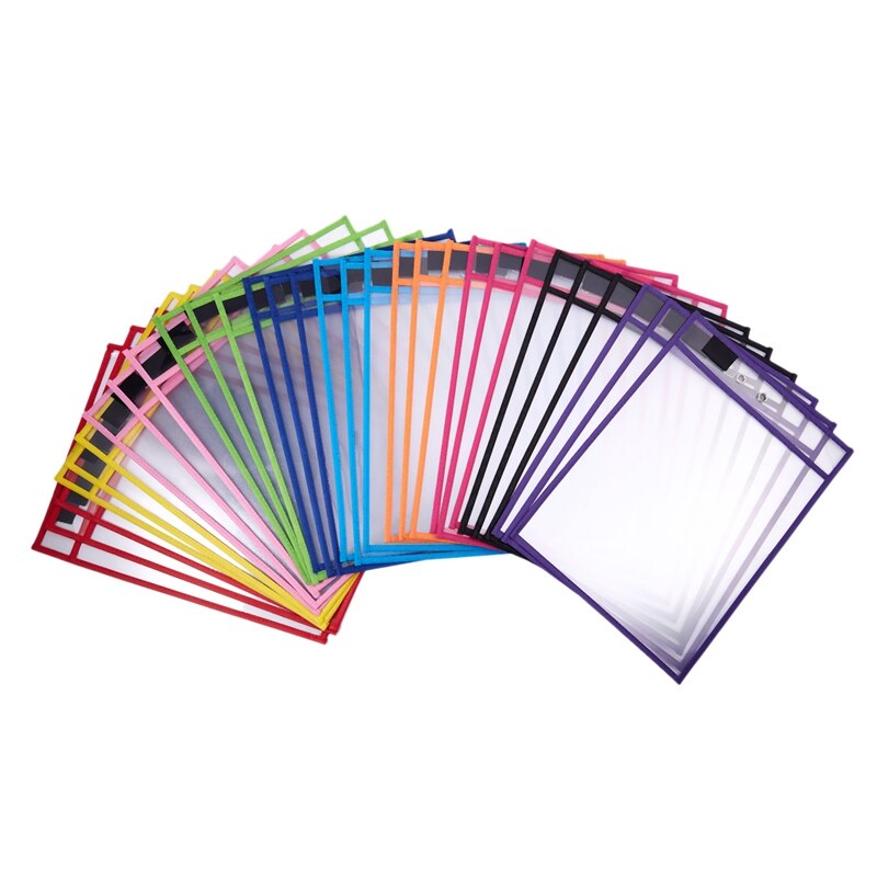 30 Pack Dry Erase Tasche IN PVC Trasparente Cucito Secco Cancellare File Sacchetto Riutilizzabile Secco Cancellare Borsa: Default Title