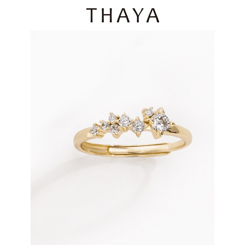 Thaya sølv 925 smykkerringe guld stjerne spor jernbane original til kvinder bijoux kvindelige fine smykker: Kvindelige ringe