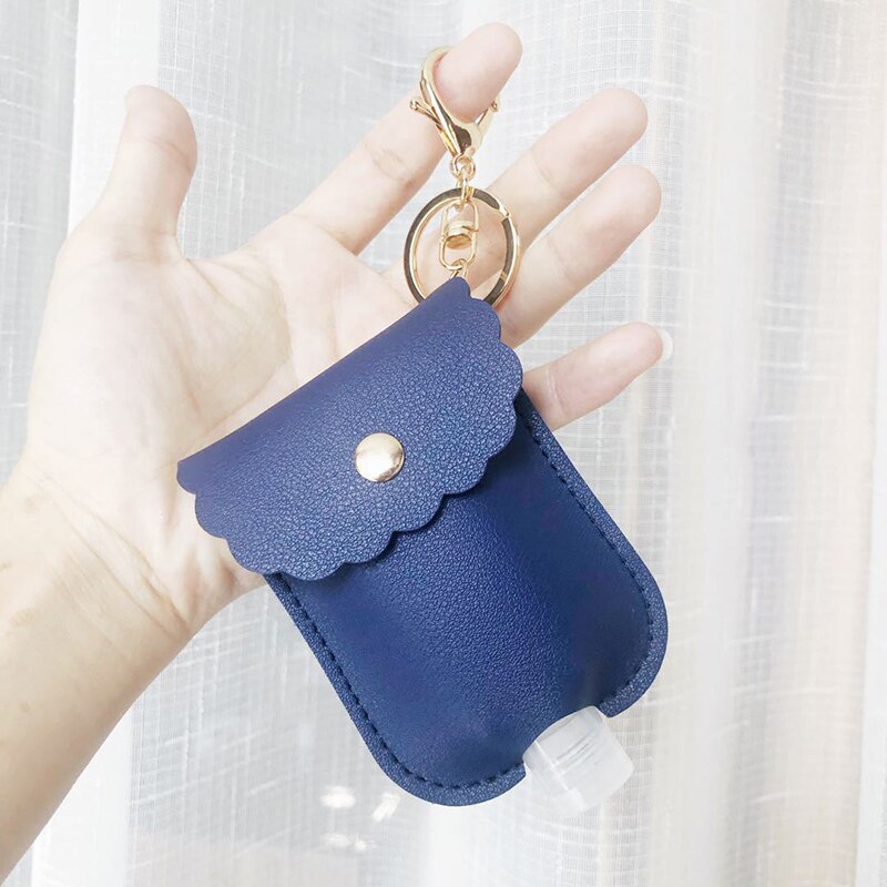 60Ml Reizen Lekvrije Leather Case Sleutelhanger Tas Hervulbare Lege Fles Voor Handdesinfecterend Bag Met Key Ringen Hanger fles