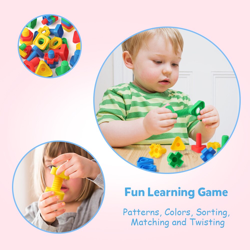 Coogam 32 stk jumbo møtrikker og bolte sæt toddler legetøj figurer farver matchende værktøjer skruemøtrik legetøj til 1 2 3 år gamle børn baby