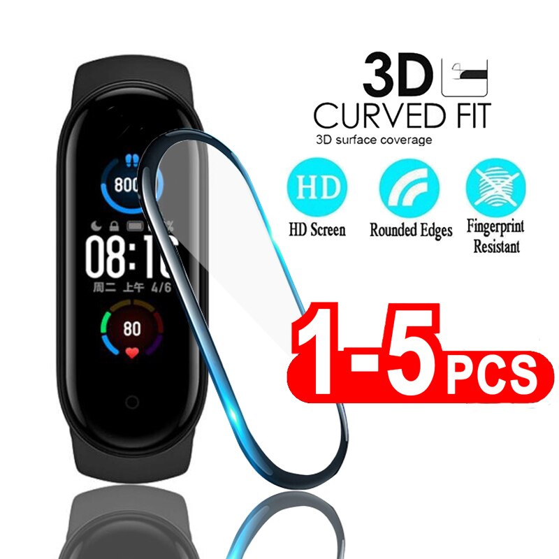 3D Beschermende Glas Voor Xiaomi Mi Band 5 Glas Film Voor Mi Band5 Smart Horlogeband 5 Zacht Glas Screen Protector voor Mi Band 5