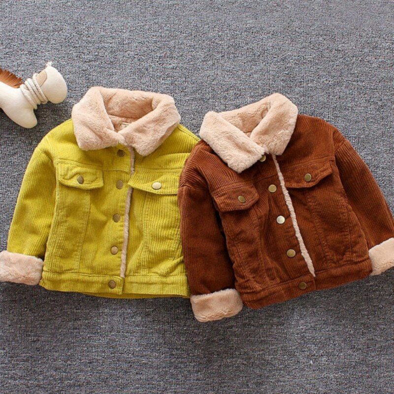 Baby Peuter Pluche Corduroy Jas Herfst Voor Jongens Meisjes Winter Lange Mouwen Button Down Uitloper Winter Warm Cardigan1-4Years