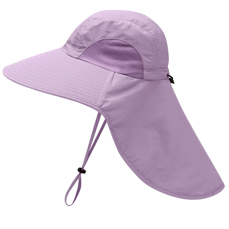 Camoland Waterdichte Emmer Hoeden Voor Mannen Vrouwen Zomer Upf 50 + Zonnehoed Lange Brede Rand Outdoor Wandelen Vissen Caps met Nek Flap: Purple