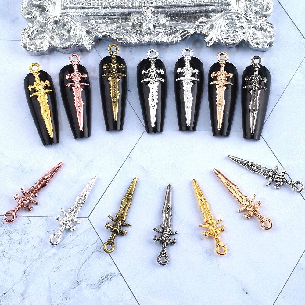 20 pçs liga da arte do prego charme 3d liga de metal grande espada faca armas jóias do prego diy chinês kung fu armaaria acessórios do prego