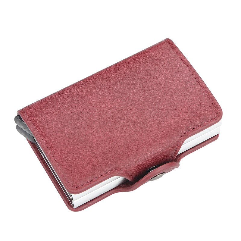 Baellery-portefeuilles pour hommes, Rfid 14 porte-cartes, Vintage, noir, porte-monnaie court en cuir, Mini-portefeuille: red