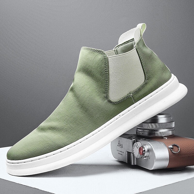 Manestøvle sommer efterår chelsea boots slip-on causal støvler komfortable åndbare vandrestøvler herre gummi ankelstøvler
