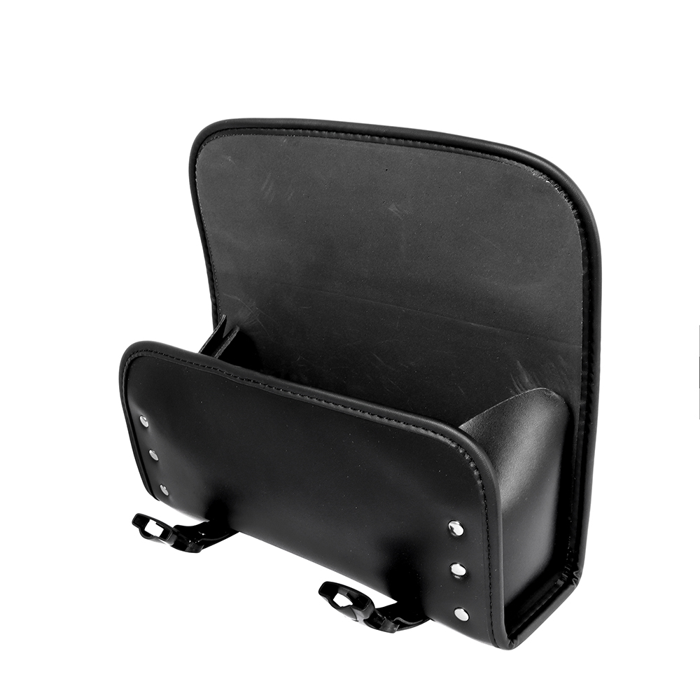 Motorcycle Fork Bag Waterproof Motorbike Handlebar Bag PU Leather Saddlebag Front Rear Storage Tool Pouch Tool Tail Bag Black