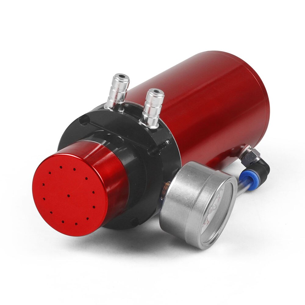 Aluminum Engine Oil Catch Reservoir Breather Tank Can+Vacuum Pressure Gauge Oil Catch Tank Oil Catch Can BX100770