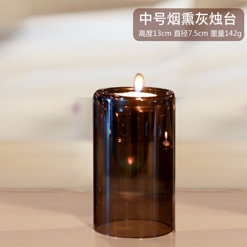 Zwart Transparant Kaarshouder Nordic Glas Romantische Moderne Kaarshouder Tafel Mesa Woondecoratie Kandelaar Candelabros: M  No candles2