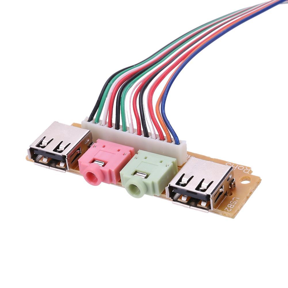 2 USB 2.0 PC Computer Case Front Panel USB Audio Jacks Port Desktop PC USB Extension Wire for Microphone Earphone Cable Cord