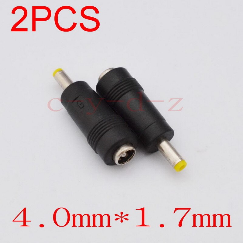 2 uds. Enchufe DC de 5,5x2,1mm, hembra a 6,5x4,4mm, 5,5x2,5mm, 5,0x3,0mm, 4,8x1,7mm, 4,0x1,7mm, 3,5x1,35mm, 3,0x1,1mm, 2,5 x mm 0,8mm 2,0x0,6mm: 4.0mm x 1.7mm
