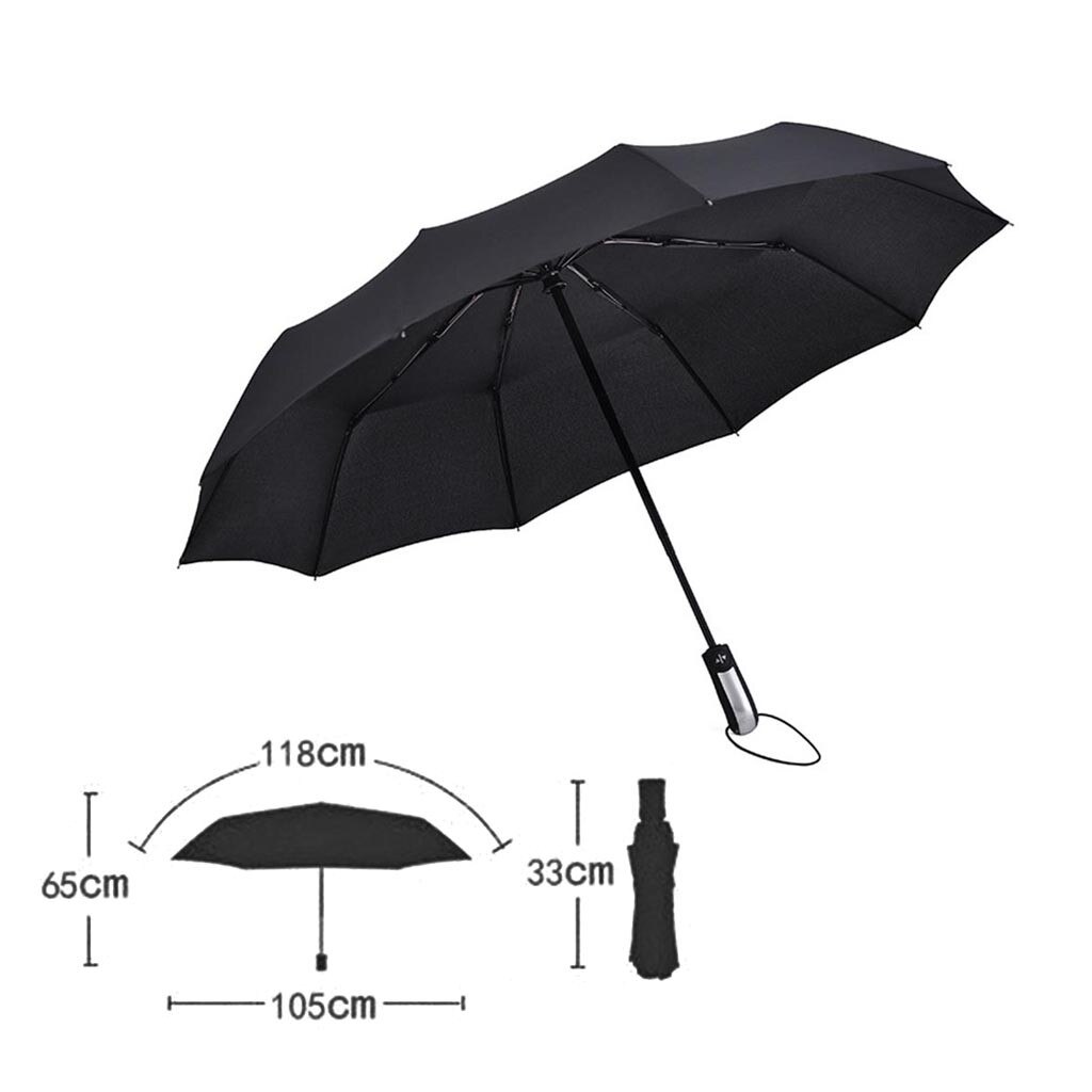 Paraguas automático a prueba de viento de lujo negro resistente al viento plegable compacto paraguas hombres/mujeres paraguas de lluvia