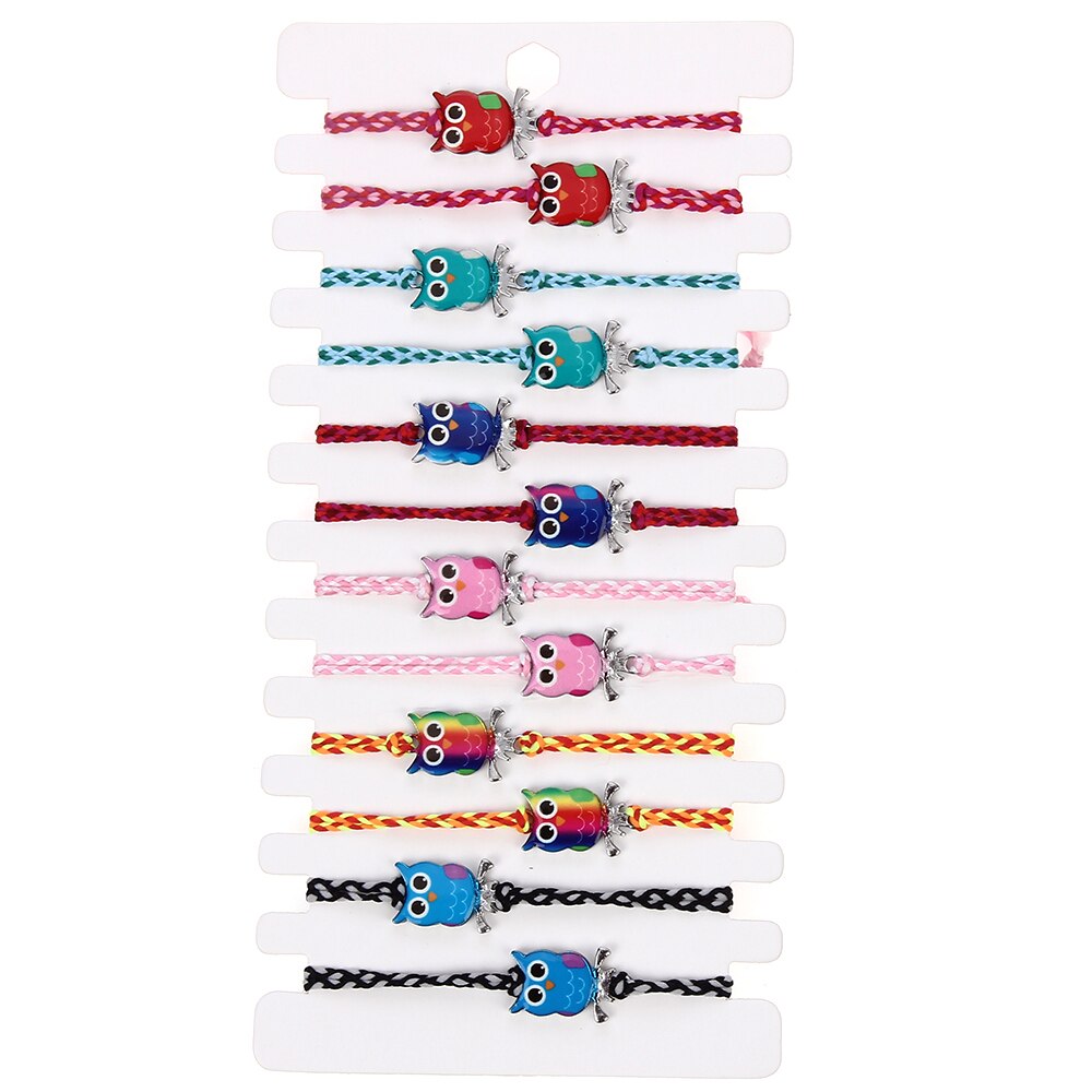 12 stück/set niedliches katzenkopf-schildkröten-anhänger-armband, gewebte spitze, verstellbares einhorn-delfin-armband, fußkettchen, damen-, mädchen- und kinderschmuck