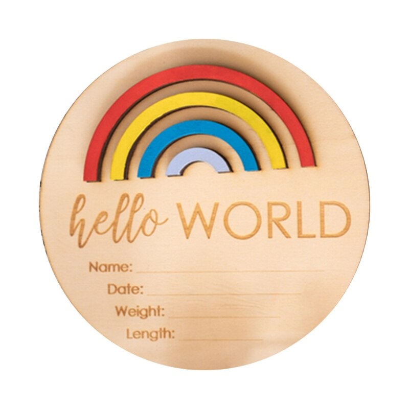 Wooden Rainbow Milestone Cards Growth Commemorate Baby Birth Monthly Recording Card Newborn Infants Shower: 7