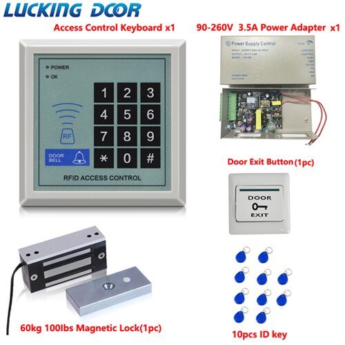 RFID 125KHz Proximity Card Door Access Control Kit Entry Keypad Opener 100lbs Magnetic Lock For Access Control System: access control kit01