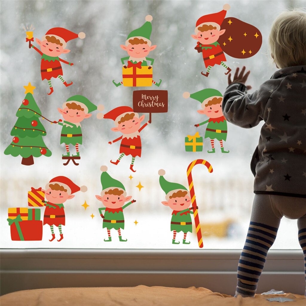 Multi Diverse Christmas Wall Stickers Cute Restaurant Mall Decoration Snow Glass shop Window Removable winter Decor: 21 50x70cm