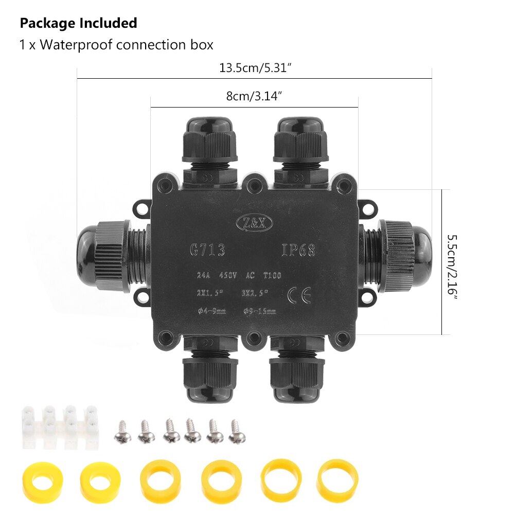 IP68 Waterproof Junction Box Underground Cable Line Protection Wire Connector 2-6 Way Electrical Cable Connector External