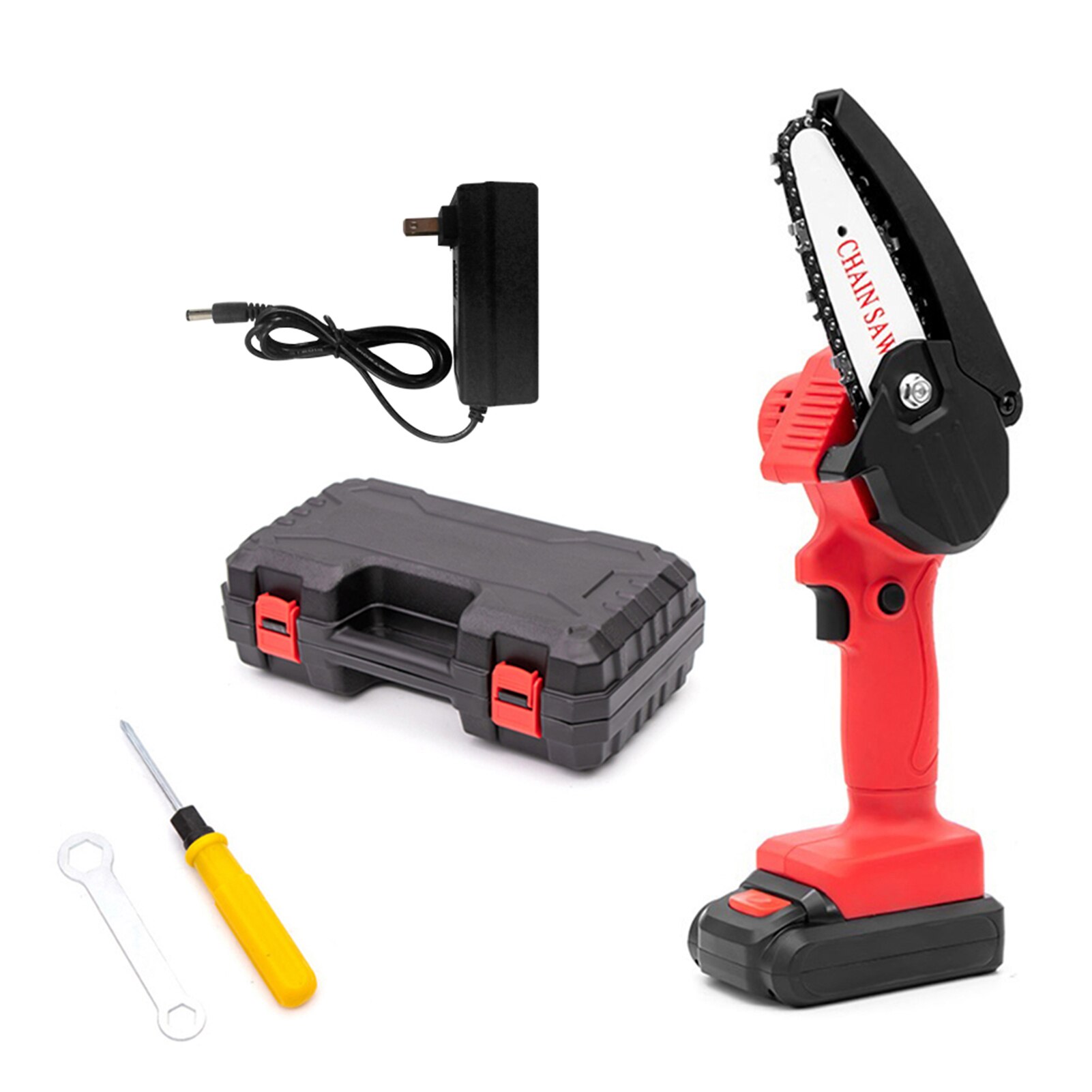 220V Rechargeable Electric Pruning Saw Cordless Chainsaw Small Wood Splitting Chainsaw One-handed Pruning Tool Power Chain Saw