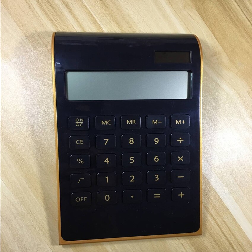 handheld solar battery calculator, dual power supply 10-digit display calculator plastic red/blue/white/black: Black