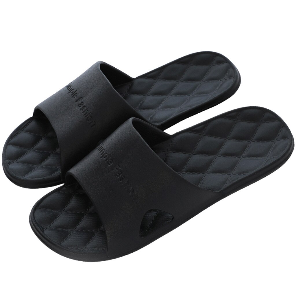 Zomer Casual Mannen Slippers Paar Antislip Slides Badkamer Slippers Zwembad Schoenen Zachte Zool Vrouwen Thuis Vloer Slides Plus maat 45: Black / 40