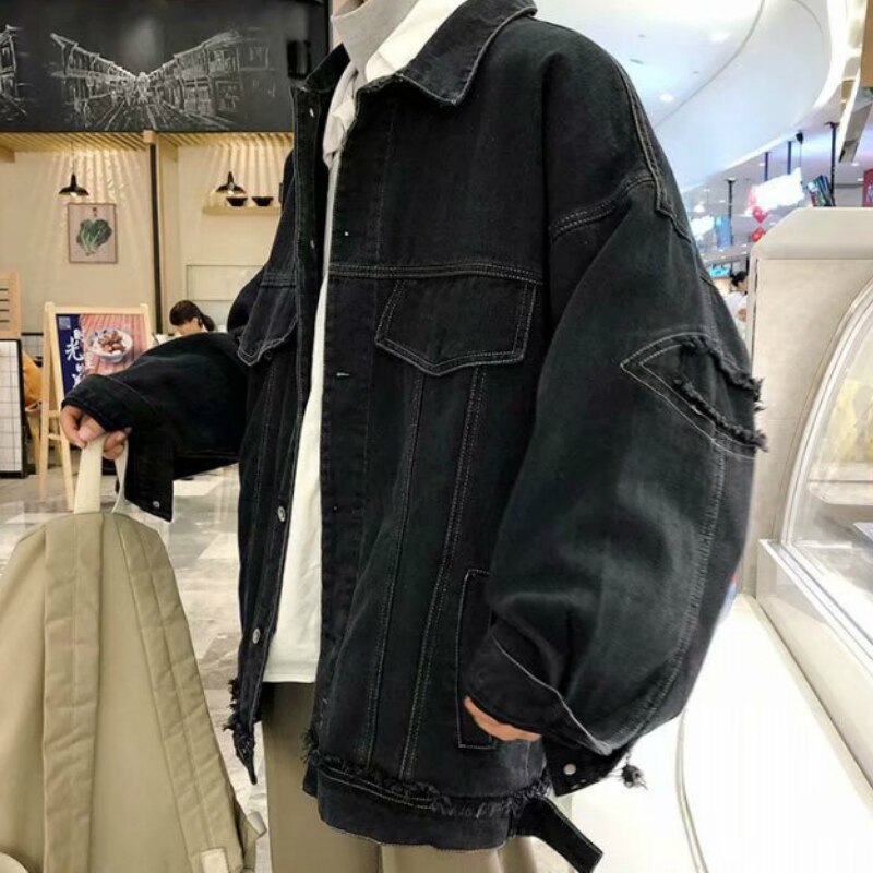 Miesten takit denim reikä revitty tyylikäs plus-size 3xl löysät vintage retro vapaa-ajan katuvaatteet teinit takit yksinkertaiset kaikki sopivat korealaiset